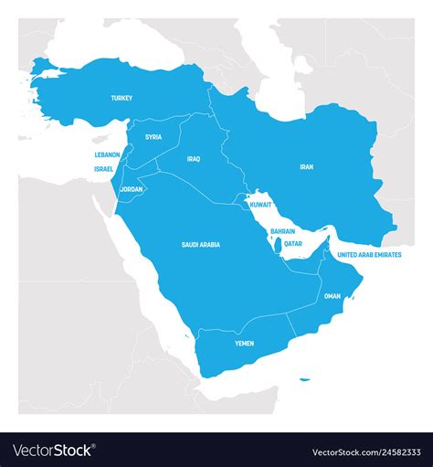 West Asia Region Map Of Countries In Western Asia Vector Image