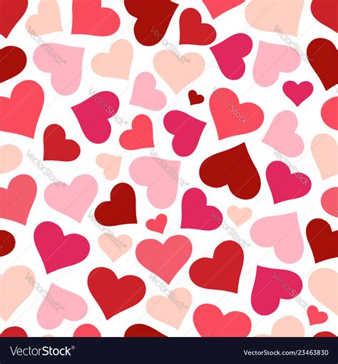 Hearts Seamless Pattern Background Red Heart Vector Image