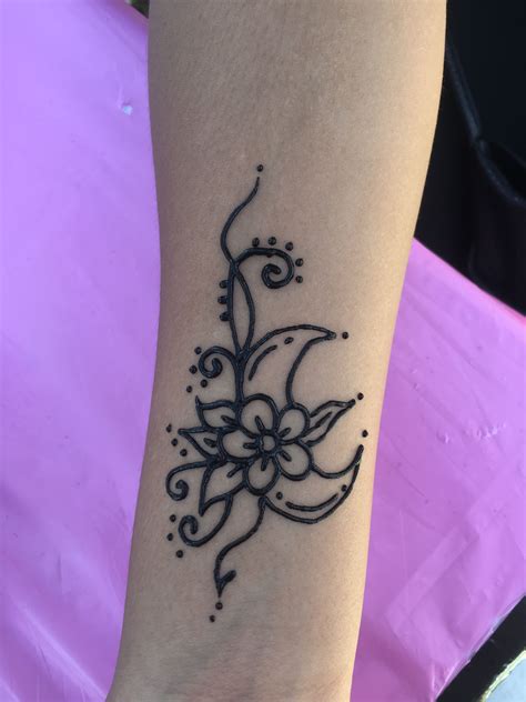 Medium Flower And Moon Henna Tattoo Cute Tattoos For Women Simple