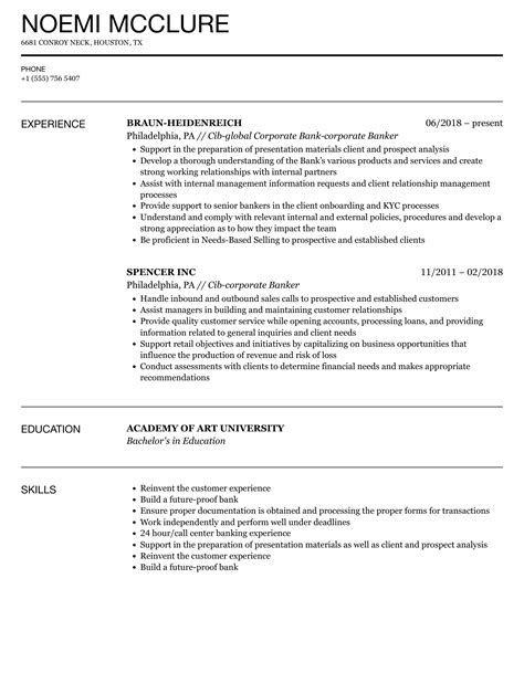 Corporate Banker Resume Samples Velvet Jobs