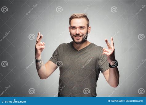 Young Man Showing Peace Sign Stock Photo Image Of Millennial Hands