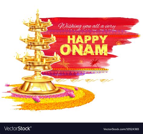 Happy Onam Background With Rangoli And Lamp Vector Image My Xxx Hot Girl