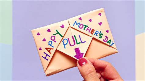 How To Make Surprise Message Card For Mothers Day Pull Tab Origami