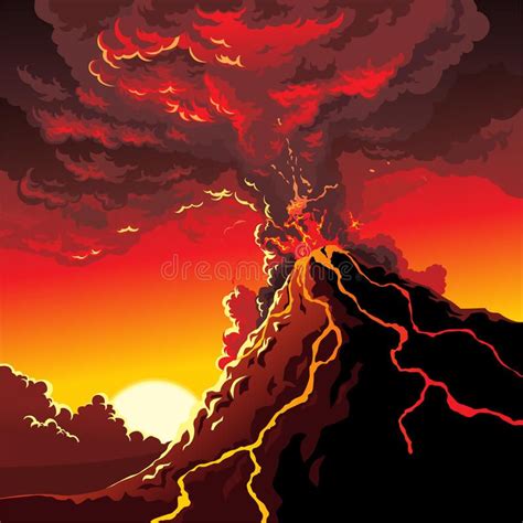 Volcano Eruption Illustration Of Big Volcano Eruption Affiliate