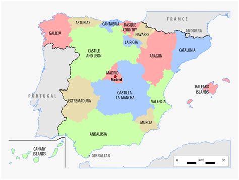It is a top tourist destination consisting of many beautiful cities. Political Map Of Spain - Map Of Spain Countries, HD Png ...