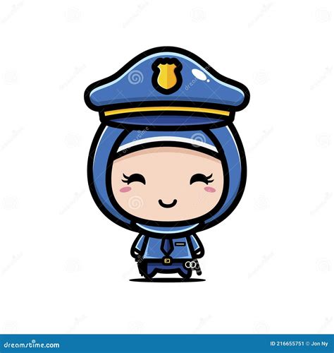 Cute Female Police Cartoon Characters Wearing Full Police Costumes And Hijabs Cartoondealer