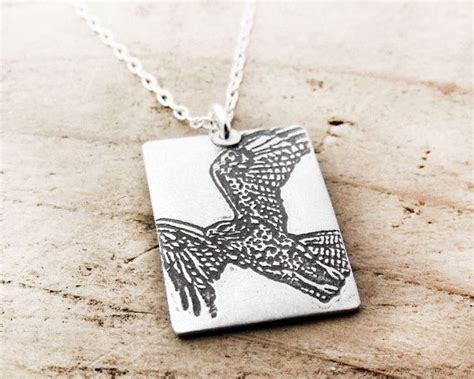 Red Tail Hawk Necklace In Silver Etsy Red Tailed Hawk Owl Necklace