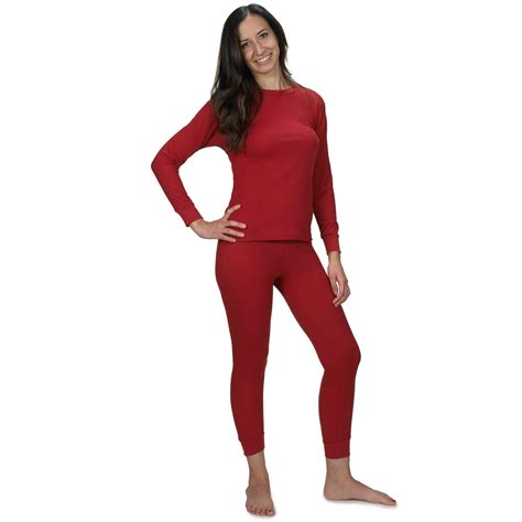 Women S Soft 100 Cotton Waffle Thermal Underwear Long Johns Sets Red