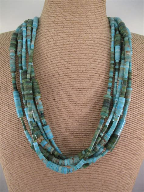 Multi Shaped Strand Turquoise Necklace Two Grey Hills
