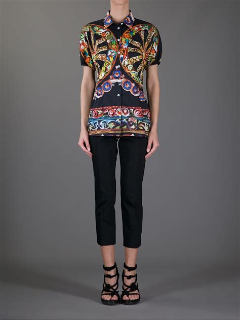 Dolce And Gabbana Printed Shirt In Black Lyst