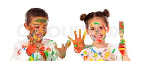 Happy Children Painting Stock Image Colourbox