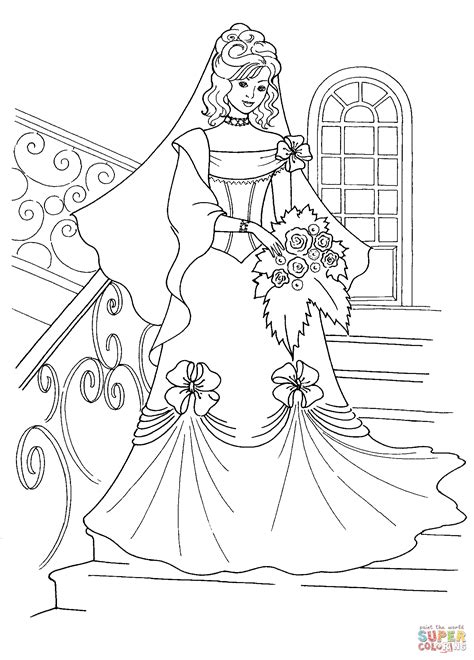 Maybe you would like to learn more about one of these? Princess in a Wedding Dress coloring page | Free Printable ...