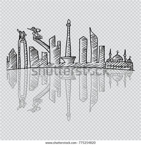 Sketchy Jakarta Skyline Stock Vector Royalty Free 775254820