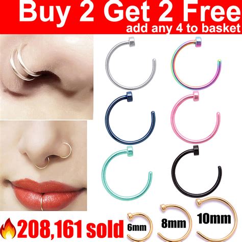 Nose Ring Surgical Steel Fake Nose Rings Hoop Lip Nose Rings Small Thin Piercing Ebay