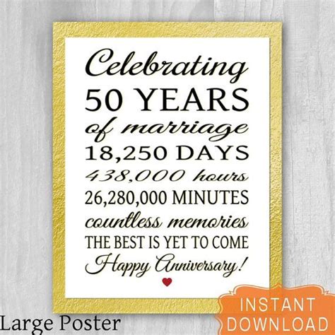 50th Anniversary Printable T 50 Years Sign Golden Etsy 50th