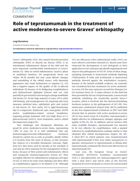 Pdf Role Of Teprotumumab In The Treatment Of Active Moderate To
