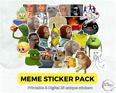 Printable Meme Sticker Pack Digitaler Aufkleber Pdf Png Etsyde
