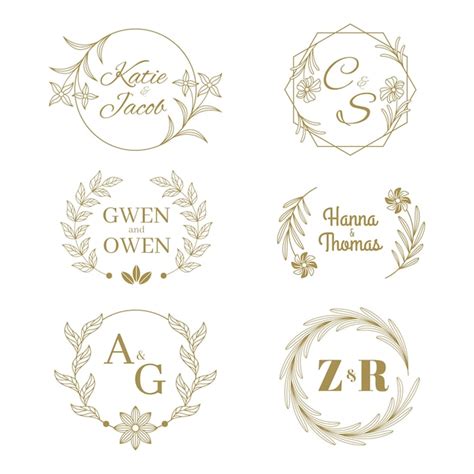 Free Vector Elegant Wedding Logos Collection