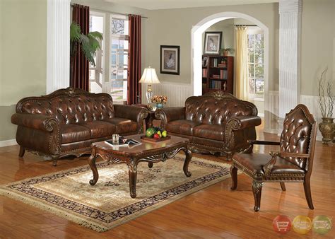 Irina Traditional Dark Wood Formal Living Room Sets with ... Wood living room chairs :