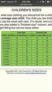 Sizing Chart For Kiddos Knitting For Kids Knitti Chart