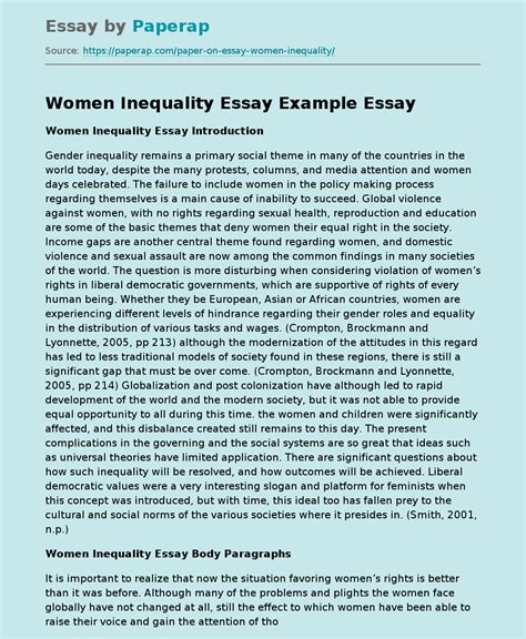 Women Inequality Essay Example Free Essay Example