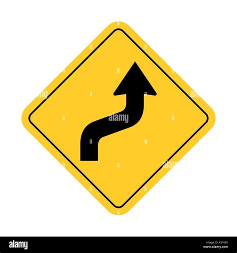 Illustration Of Traffic Sign Indicating A Winding Road Stock Vector