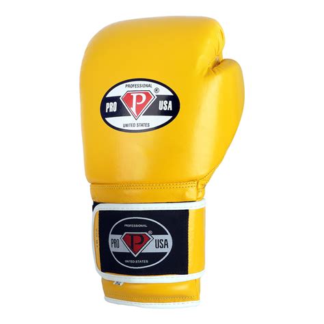 Pro Usa Professional Hook N Loop Boxing Gloves Yellow Leather