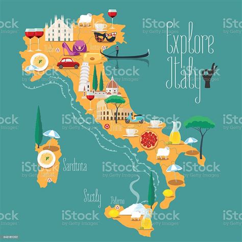 Mappa Di Italia Illustrazione Vettoriale Design Icone Di Simboli