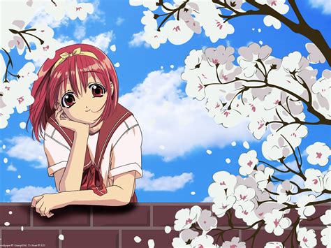 Wallpaper Illustration Anime Cartoon Spring Flower Girl Smile