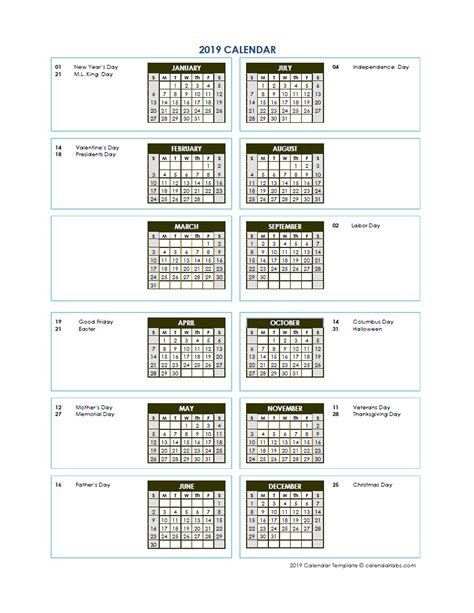 Unfollow yearly planner 2019 to stop getting updates on your ebay feed. 2019 Annual Calendar Vertical Template - Free Printable ...