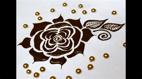 How To Draw A Rose Using Henna For Beginners Simple Rose Mehandi