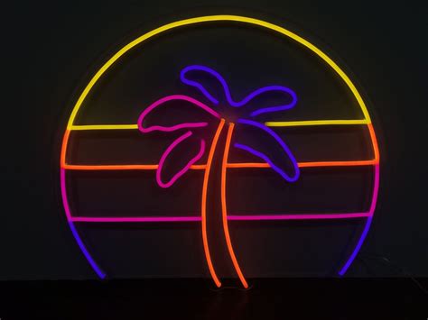 Palm Tree Retro 80s Sunset Led Neon Sign Neon Mfg