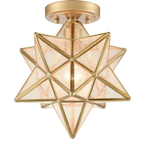 Moravian Star Glass Pendant Light Brass Shelly Lighting