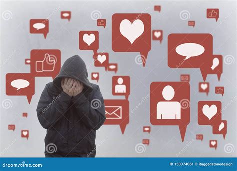A Concept Of The Negative Effects Of Social Media A Hooded Man Holding