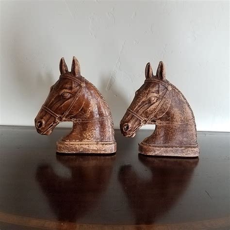 Syroco Wood Horse Head Bookends Etsy Horse Head Bookends Horse Decor