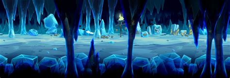 Artstation Side Scrollingice Cave H J W Game Background Art Ice