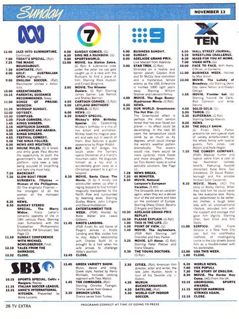 You can set your tv guide to only pick out the listings. Channel 1 tv guide perth