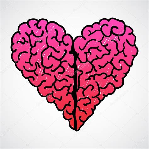 Vector Doodle Cerebro Corazón Vector Gráfico Vectorial © W1ndkh Imagen