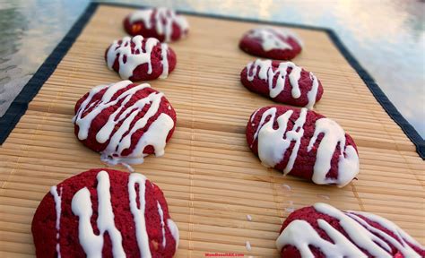 Red Velvet Cookies With Cream Cheese Drizzle Recipe With Images Red Velvet Cookies Cream