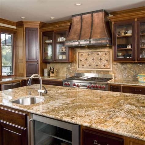 Green herbs on kitchen countertop. Natural Granite Kitchen Countertops to Extend Up Your ...