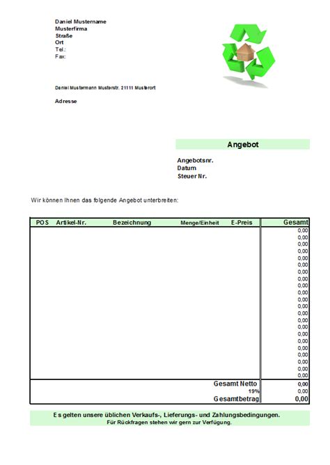 Material, fahrtkosten, entsorgung der alten. Muster Angebot Elektroinstallation