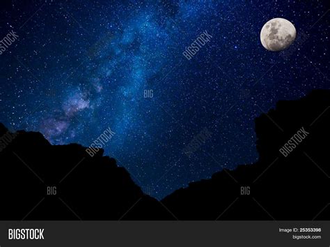 Milky Way Galaxy Moon Image And Photo Free Trial Bigstock