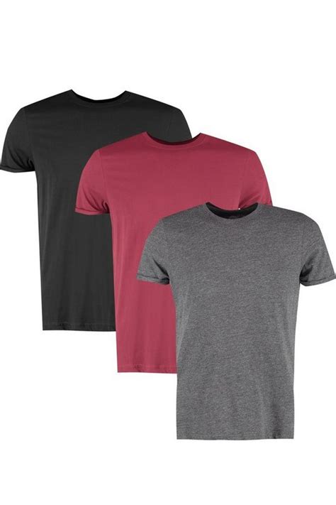 3 Pack Crew Neck T Shirts In Slim Fit Boohooman