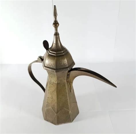 Antique Middle Eastern Arabic Brass Dallah Coffee Pot Picclick Uk