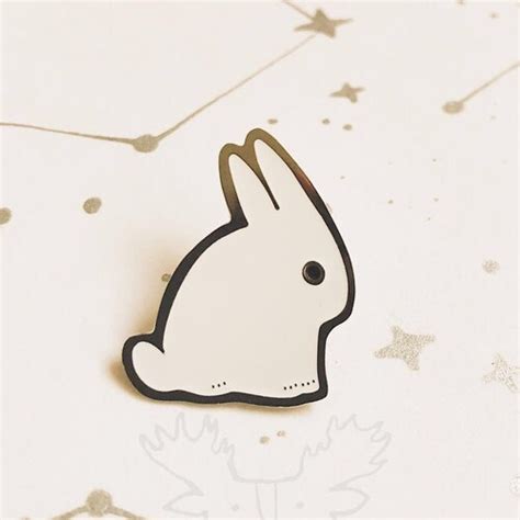 White Bunny Enamel Pin Cute Rabbit Enamel Pin Hare Enamel Etsy