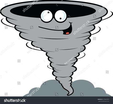Cartoon Illustration Of A Tornado With A Happy Expression 275847875