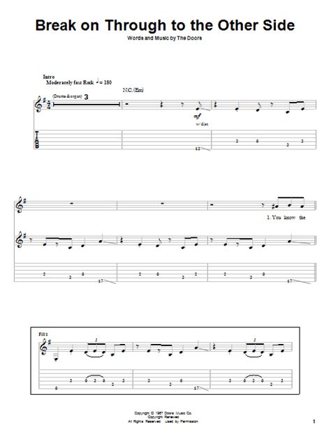 Break On Through To The Other Side Sheet Music The Doors Guitar Tab