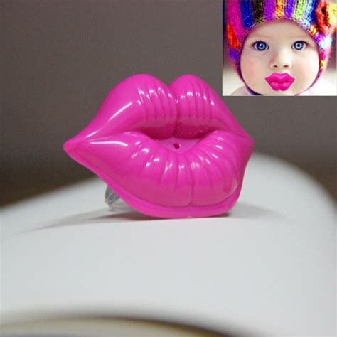 Buy Baby Red Lips Kisses Pacifiers Silicone Funny Nipple Joke Prank