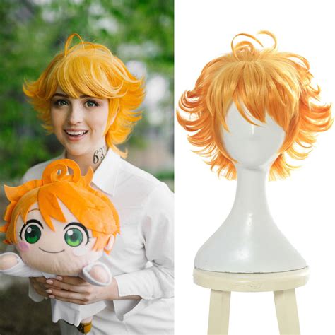 The Promised Neverland Emma Cosplay Wig Short Orange Ombre Hair Gradient Curly For Sale Online