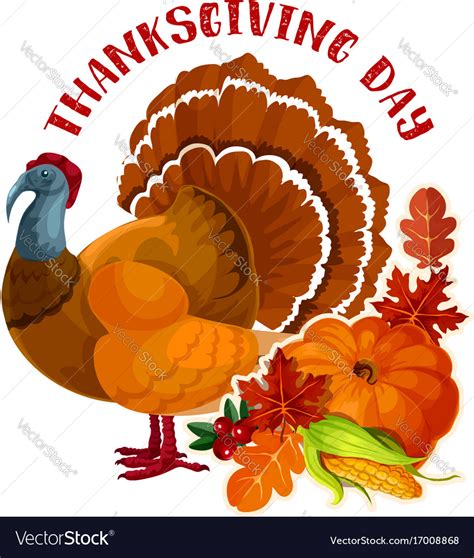 Thanksgiving Day Turkey And Autumn Pumpkin Symbol Vector Image